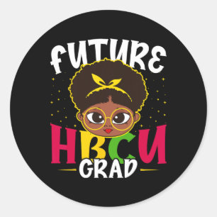 Pegatina Redonda Futuro Grado Hbcu Historia Colegio Negro Chica Muj