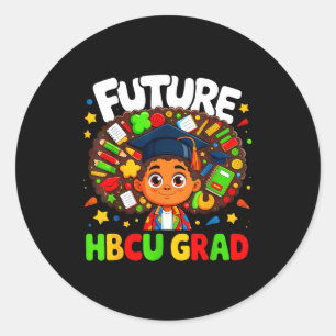 Pegatina Redonda Futuro graduado de HBCU niña negra niños divertida