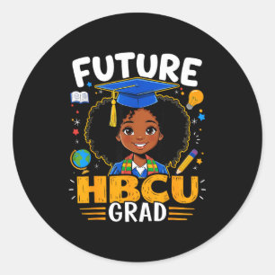 Pegatina Redonda Futuro graduado de Hbcu niños niña negra afro hist