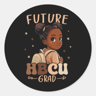 Pegatina Redonda Futuro Hbcu Grad Niños Chica Negro Afro Histor Neg