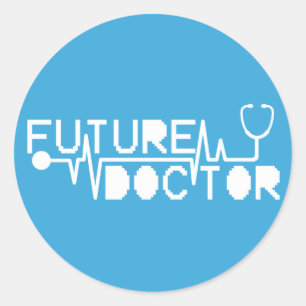 Pegatina Redonda Futuro médico medicina Estetoscopio