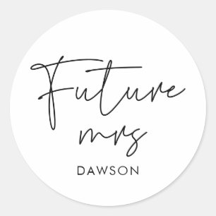 Pegatina Redonda Futuro minimalista moderno Sra. personalizada