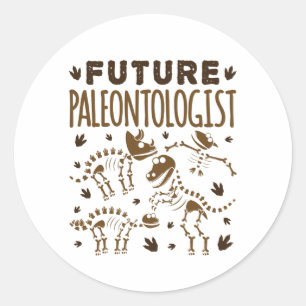 Pegatina Redonda Futuro Paleontólogo Paleontología Dinosaurios Bone