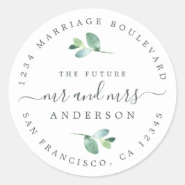 Pegatina Redonda Futuro Sr. Foliage Boda Return Address