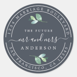 Pegatina Redonda Futuro Sr. Foliage Boda Return Address