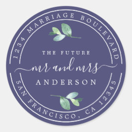 Pegatina Redonda Futuro Sr. Foliage Boda Return Address