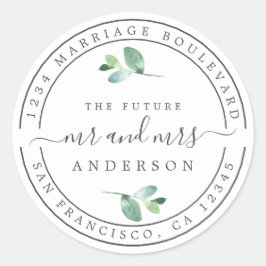 Pegatina Redonda Futuro Sr. Foliage Boda Return Address