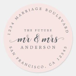 Pegatina Redonda Futuro Sr. Script Pastel Dirección de Retorno Rosa