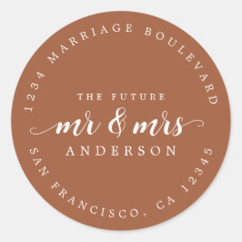 Pegatina Redonda Futuro Sr. Script TerraCotta Dirección de devoluci