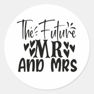 Pegatina Redonda Futuro Sra. Boda Black White Bridal Shower