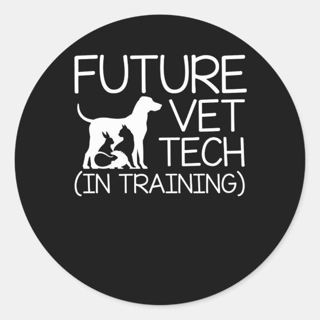 Pegatina Redonda Futuro Vet Tech Formación Vet Tech (Anverso)