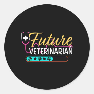 Pegatina Redonda Futuro veterinario Stethoscope Futuro Vet