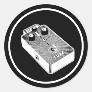 Pegatina Redonda Fuzz en Blanco y Negro