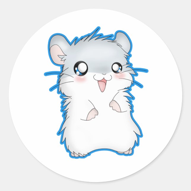 Pegatina Redonda Fuzzy Hamster (Anverso)
