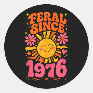 Pegatina Redonda Fvibesl Desde 1976 Sol Retro - Divertido Cumpleaño