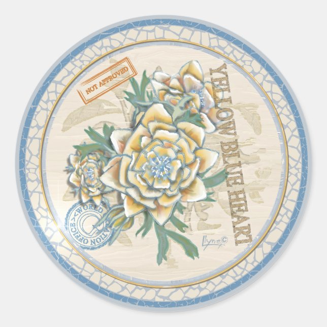 Pegatina Redonda G Creación Oficina de la flor amarilla (Anverso)