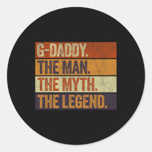 Pegatina Redonda G-Daddy El Hombre El Mito La Leyenda Funny Retro F