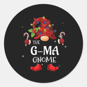 Pegatina Redonda G-mamáes Gnome Pjs Navidades Coincidentes Para Fam