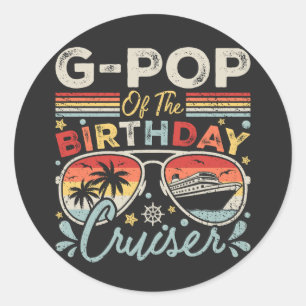 Pegatina Redonda G-Pop de vacaciones de crucero de cumpleaños