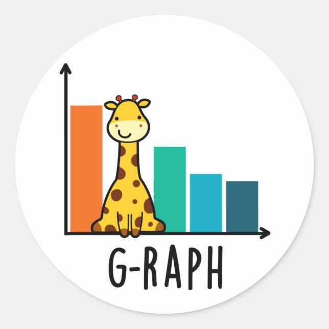 Pegatina Redonda G-raph Funny Giraffe Graph Pun (Anverso)