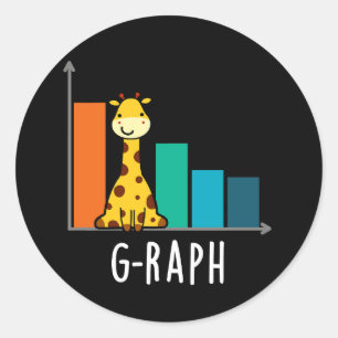 Pegatina Redonda G-raph Funny Giraffe Graph Pun Dark BG