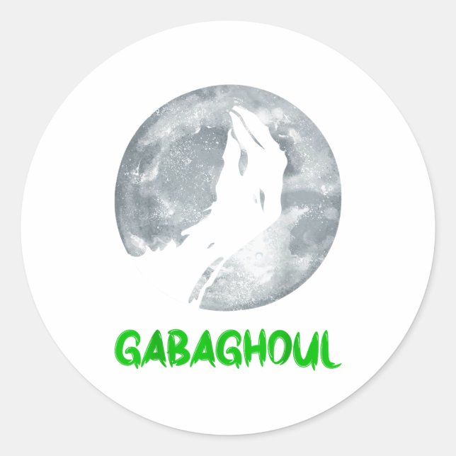 Pegatina Redonda Gabaghoul Funny Hand Moon Bigfoot Santa Christmas  (Anverso)