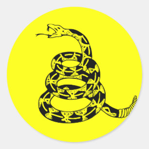 Pegatina Redonda Gadsden Coiled Rattlesnake