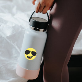 Pegatina Redonda Gafas de Aviador y Cara Feliz, Diversión