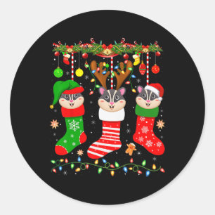 Pegatina Redonda Gafas de azúcar en navidades calcetines luces plan