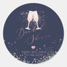 Gafas de champán rosa, ducha holográfica de novia