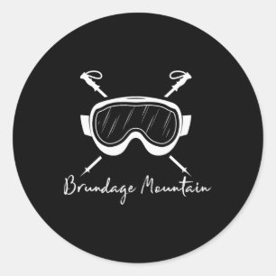 Pegatina Redonda Gafas de esquí Brundage Mountain Idaho Esquí Esqui