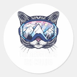 Pegatina Redonda Gafas de esquí y snowboard divertidas Las Meowtain