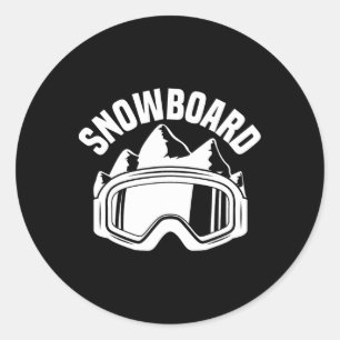 Pegatina Redonda Gafas de esquí y snowboard para montar en la nieve