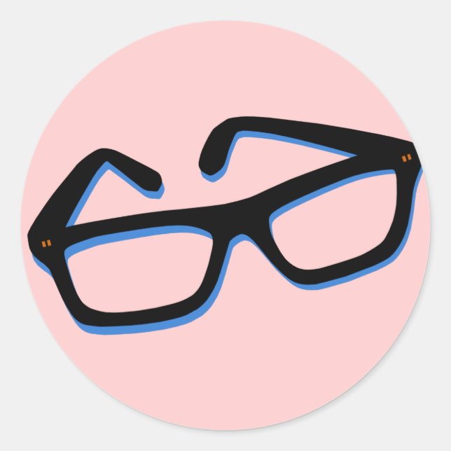 Pegatina Redonda Gafas de friki geniales (Anverso)