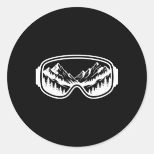Pegatina Redonda Gafas de Montaña para Esquí Nieve Esquí Freestyle