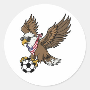 Pegatina Redonda Gafas de sol águila de fútbol americano Cool USA V