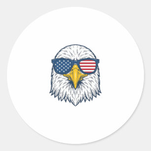 Pegatina Redonda Gafas de sol águila patriótica diseño vectorial vi