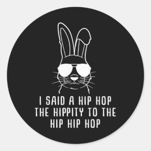 Pegatina Redonda Gafas de sol Cool Hip-hop Bunny regalo de Pascua p