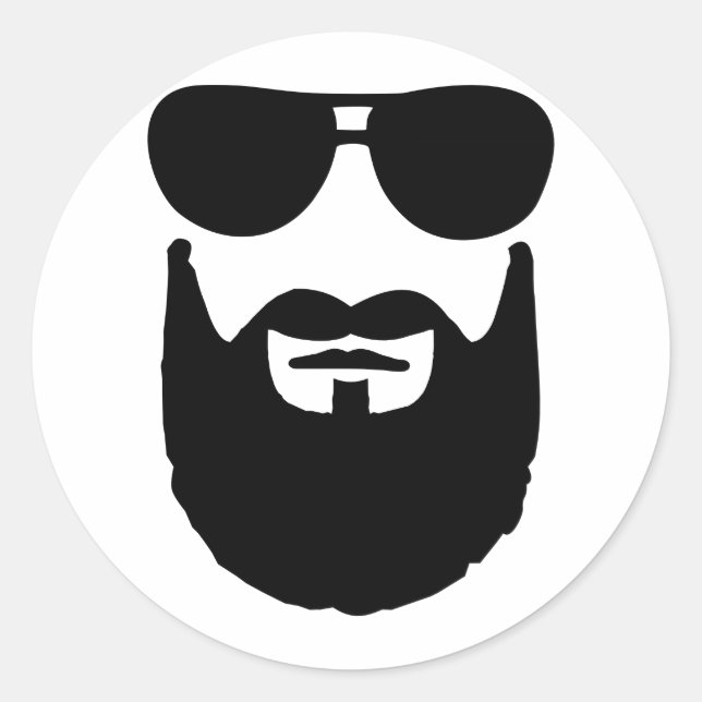 Pegatina Redonda gafas de sol de barba completa (Anverso)