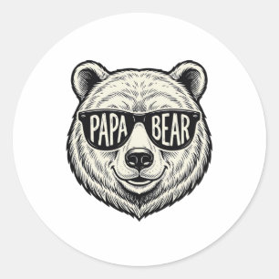 Pegatina Redonda Gafas de sol de Papá Oso Diseño de vector de cabez
