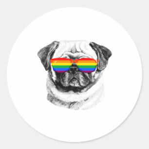 Pegatina Redonda Gafas de sol de Pug Pride