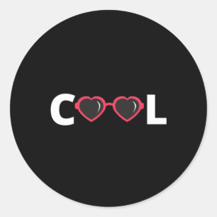 Pegatina Redonda Gafas de sol divertidas con corazón rojo para fies