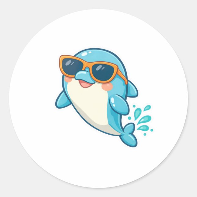 Pegatina Redonda Gafas de sol Dolphin Splash (Anverso)