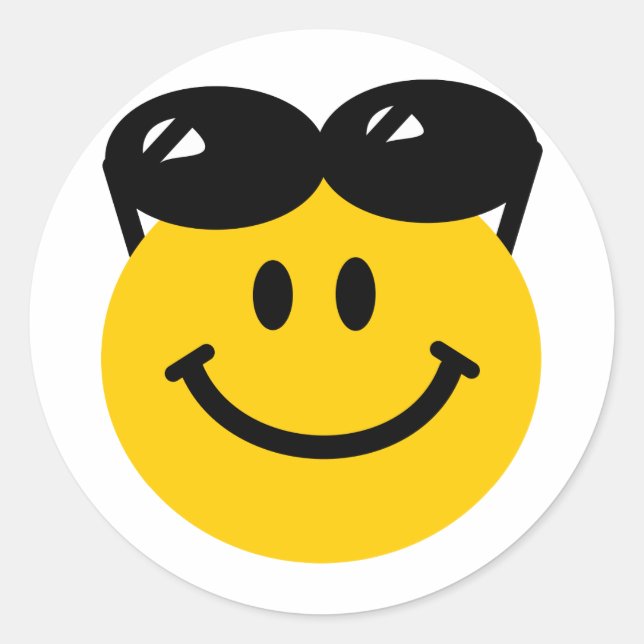 Pegatina Redonda Gafas de sol encaramadas sobre la cara de la cabez (Anverso)