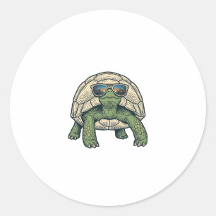 Pegatina Redonda Gafas de sol geniales Tortoise Diseño vectorial vi
