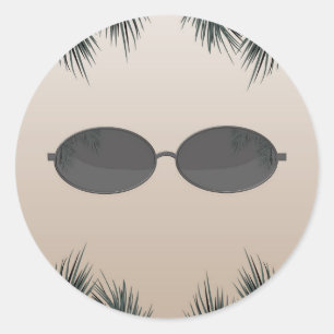 Pegatina Redonda Gafas de sol ovaladas para fiesta en la piscina de