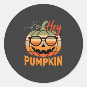 Pegatina Redonda Gafas de sol retro de Halloween Hey Pumpkin