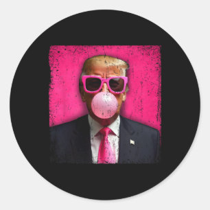 Pegatina Redonda Gafas de sol rosadas Trump Bubble Gum divertidas _