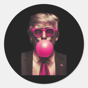 Pegatina Redonda Gafas de sol rosadas Trump chicle Camiseta Votar P