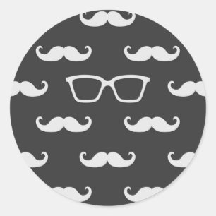 Pegatina Redonda Gafas de sol y bigote
